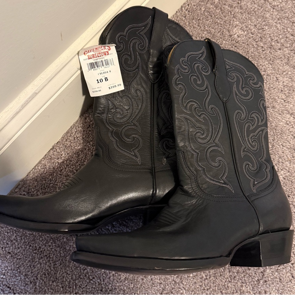 Black Ankle Boots with Embroidered Design